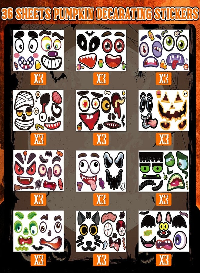 LINAYE 72 PCS Halloween Pumpkin Decorating Kit, Face Stickers for Toddlers Kids Small Mini Pumpkins, Game Activities, Gifts Party Favors - Image 2